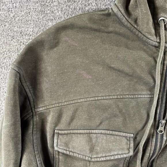 Urban Outfitters Women's Green / Brown Cropped Hoodie Jacket with Pockets - Picture 2 of 6